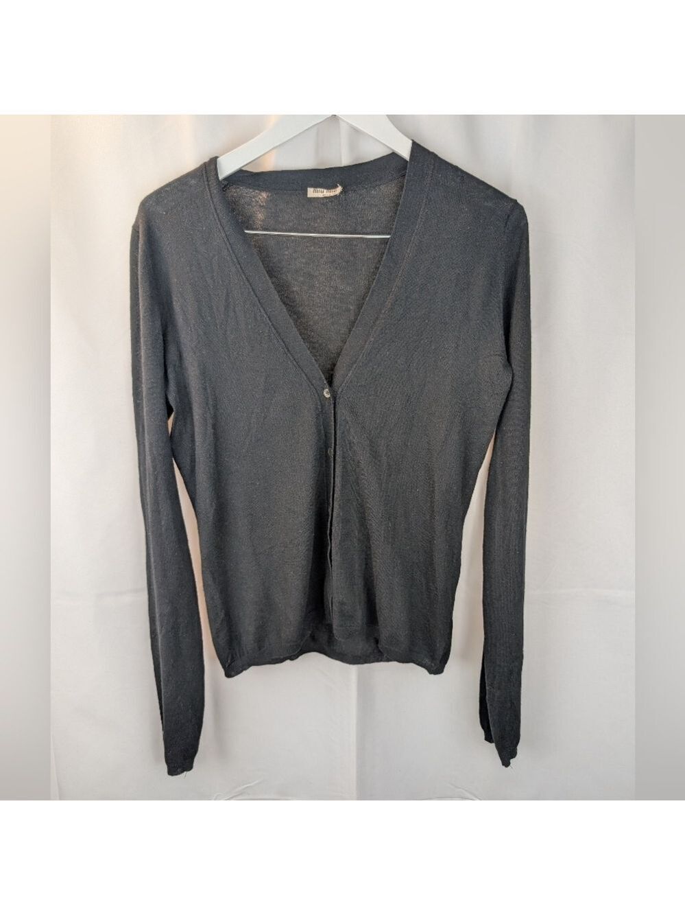 Miu Miu Women's Black V-Neck Cashmere Cardigan In VGUC